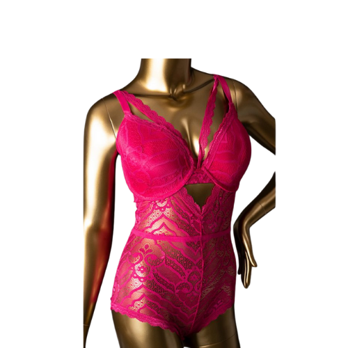 Scallop Lace Teddy – Very Berry