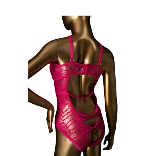 Scallop Lace Teddy – Very Berry
