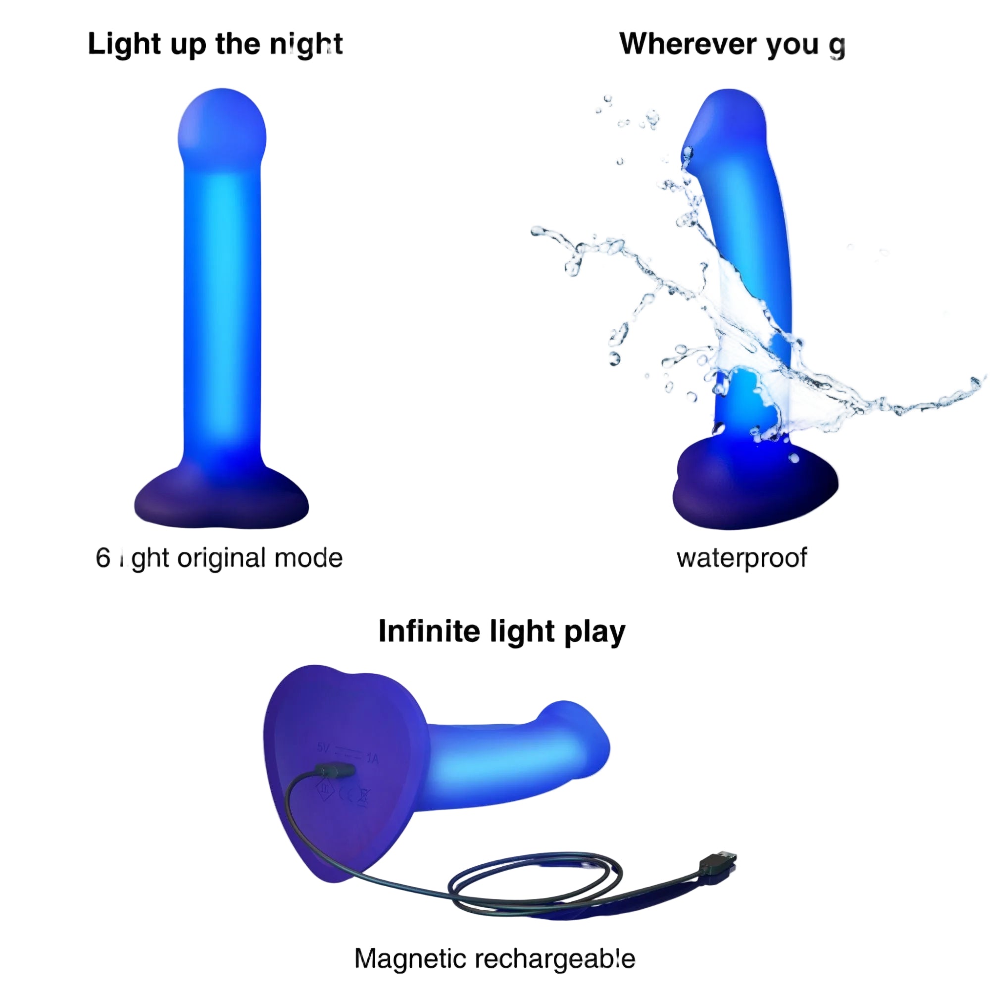 GLOW-LED DILDO PURPLE - M